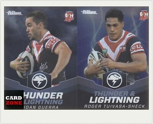 2015 TLA NRL TRADERS TRADING CARD THUNDER&LIGHTNING TL27 GUERRA + TL28 TUIVASA