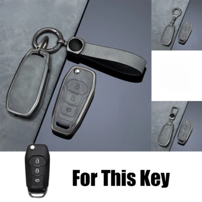 Alloy Leather Car Key Case Cover For Ford Explorer F-150 F250 F-350 Fiesta KA+ - Image 1 of 4