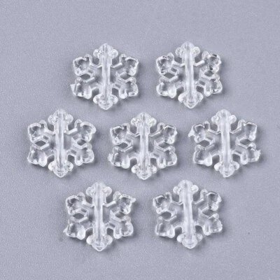 Snowflake Shape Beads Christmas Theme Plastic Acrylic 13mm x 12mm 50 Or 100pcs - Image 1 of 2