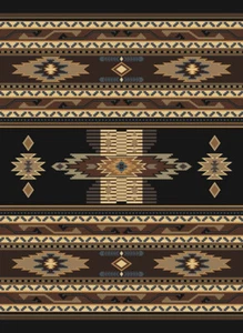 BLACK multi SOUTHWEST 4x6 carpet STRIPED lodge AREA rug: Approx 3' 11" x 5' 3" - Picture 1 of 1