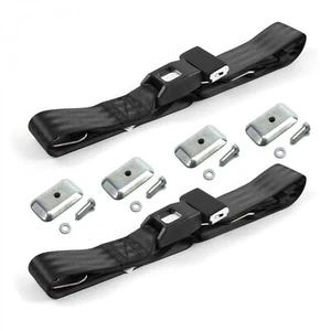 Dodge A100 Truck 1964-1970 Standard 2pt Black Lap Bucket Seat Belt Kit w/ Bracke - Picture 1 of 10