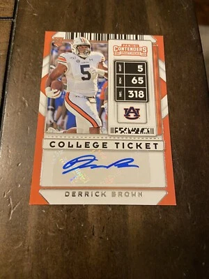 2020 Contenders Draft Picks Derrick Brown Auto Rookie College Ticket SP Panthers - Image 1 of 3