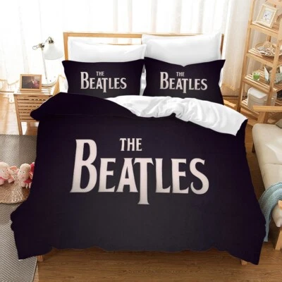 3D The Beatles Band Black Quilt Cover Set Duvet Cover Bedding Pillowcases - Image 1 of 4