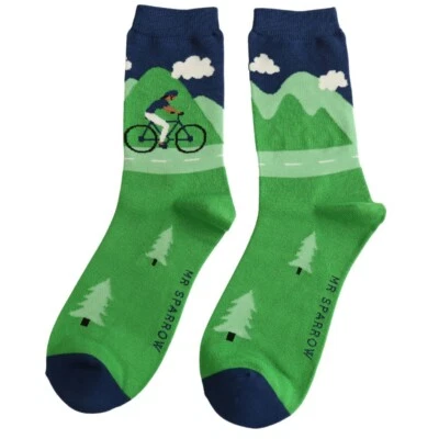 Mr Sparrow Mountain Biking Men's Bamboo Socks | Bicycle Bike MTB Gift For Him