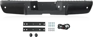 Rear Bumper Steel Compatible with 2008-2016 Ford Super Duty/Radar Hole Black - Picture 1 of 9