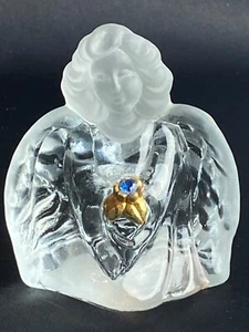 FENTON Glass Angel Frosted Figure Birthday Blue Stone - Picture 1 of 14