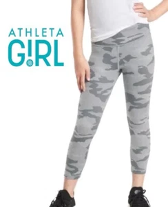Athleta Girl Printed Chit Chat Capri Size Large 12 Color Gray  Camo - Picture 1 of 14