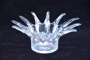 Glass, iridescent , free form, votive candle holder, made in Korea - Picture 1 of 12