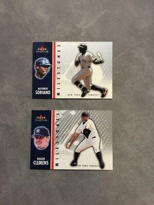 Mint 2003 Fleer Tradition Update Milestones Yankees Set Soriano & Clemens - Image 1 of 2