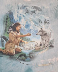 Gildan 2001 The Mountain Native American Wolves Tie Dye Short Sleeve T-Shirt XL - Picture 1 of 9