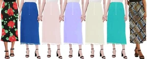 Falda larga forrada Georgette corte sesgado cintura elástica completa corbatas de imitación damas - Imagen 1 de 19