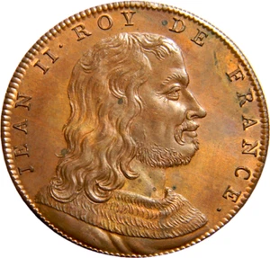 Francia Original Mediados 1700 Medalla Reyes Franceses #51 Juan II (02726) - Imagen 1 de 3