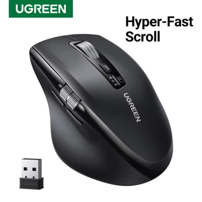 UGREEN Hyper-Fast Scroll Wireless Mouse Bluetooth 5.4 2.4 GHz 5000 DPI Ergonomic - Image 1 of 4