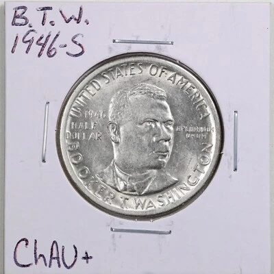 1946-S 50C Booker T Washington Commem Half Dollar in Choice AU+ Condition #5253 - Image 1 of 2