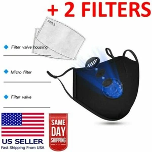 Reusable Washable Cloth Face Mask w/ Air Port + 2 PM2.5 Carbon Filters (Red) - Bild 1 von 3