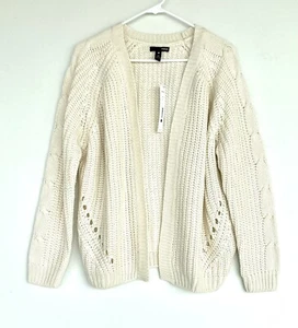 Aqua Cream Chunky Knit Open Front Cardigan Cable Retail $78 Price $39 M NWT - Picture 1 of 4