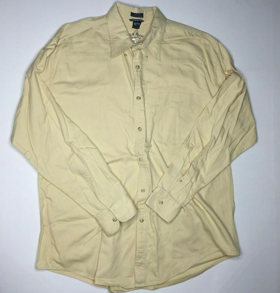 Charter Club Room Mens Button Up Long Sleeved Collared Shirt Yellow Size XL - Image 1 of 4