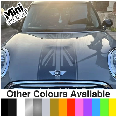 MINI UNION JACK STRISCE COOPER ONE COFANO RACING STRISCE GRAFICHE VINILE DECALCOMANIE - Immagine 1 di 4