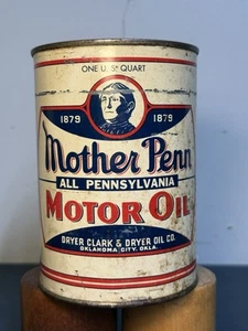 Very Nice Mother Penn Motor Oil Can Oklahoma Oil Company Quart Advertising Sign - Picture 1 of 9