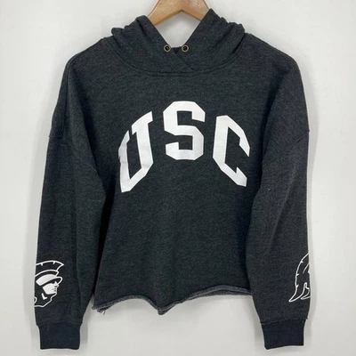 USC Trojans Sudadera con Capucha Para Mujer Talla M Gris Pullover Recortado Marca '47 Foto 1 de 4