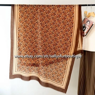 Sallys Anillo Cachemira Bufanda Envolvente Mantón Estampado Paisley Delgado Suave Delicado 78"*39" Foto 1 de 4