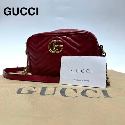 Gucci Marmont Mini Shoulder Bag, Leather, Red, Ships from Japan - Image 1 of 4