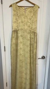 Vintage 1950s Yellow Satin Formal Gown – Floral Embroidery - Size 6 - Picture 1 of 7