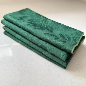 Juego de 4 Servilletas Jacquard Damasco Vintage 17x17" Cuadradas Florales Verde Profundo - Imagen 1 de 7