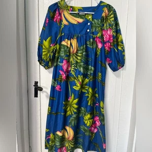 Hilo Hattie blau Baumwolle Hawaii Muumuu Kleid Größe Small - Bild 1 von 6
