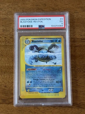 2002 Expedition Blastoise Reverse Holo Pokemon Card 4/165 PSA 5 - Image 1 of 4