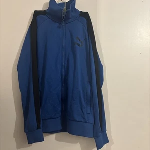 Puma Trainingsjacke blau Medium Reißverschluss Rollkragen schwarz Streifen Full Zip - Bild 1 von 5