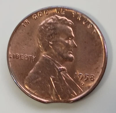 Nice 1958 D Curved Clip Error Penny - Image 1 of 2