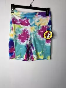 New Buc-ee's Women's Bright Tie Dye Yoga/Biker Shorts Size Small Pockets - Picture 1 of 7