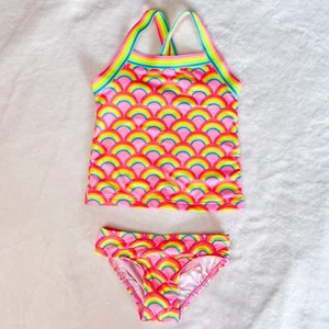 Lands' End Two Piece Tankini Swimsuit | Toddler Girls | 2T | Rainbows | Pink - Picture 1 of 12