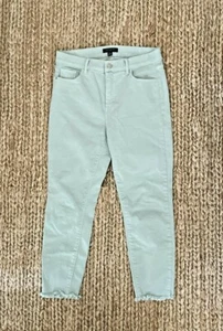  Jeans denim Ann Taylor 8 P skinny crop orlo grezzo verde celadon - Foto 1 di 10