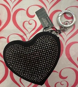 NWT Super Cute Victoria's Secret Black Rhinestone Heart Pouch Keychain ๐งก๐๐๐ - Picture 1 of 3