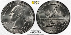 2018-P Cumberland Island NP Quarter PCGS MS67 Gold Shield Label - Picture 1 of 3