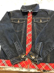 French Toast Pre-Teen Denim Jacket Red Plaid Trimming  size 10/12 - 100% Cotton - Picture 1 of 5