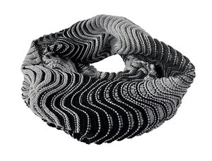 Calvin Klein Infinity Bufanda Tejida Invierno Ciudad Posh Ondulado Negro Blanco Oscuro Academia - Imagen 1 de 5