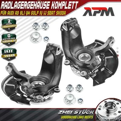 2x Achsschenkel Radlagergehäuse komplett Vorne L+R für Audi A3 8L1 VW Golf IV 1J - Imagen 1 de 4