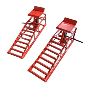 A Pair Auto Car Service Ramps Lifts Heavy Duty Hydraulic Lift Repair Frame Red - Picture 1 of 11