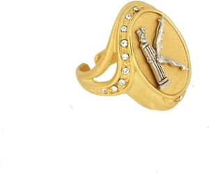 ERTE' INITIAL "K" GOLD PLATED ADJ. MIXED METALS RING - Picture 1 of 2