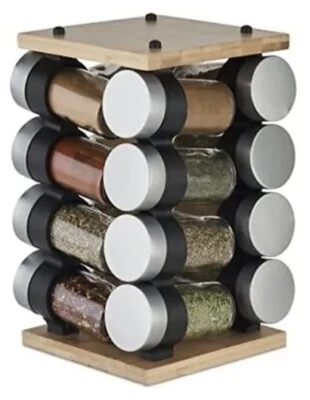 Cole & Mason Blyth Classic Wooden 16 Jar Carousel Bamboo - Spice Rack New - Image 1 of 3