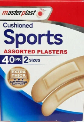 Master Plast Extra Thick Cushioned Sports Assorted Plasters 40 Pk Health Care UK