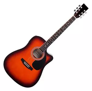 Guitare Electro Acoustique Folk Cutaway XLR Jack 3 Bandes EQ Accordeur Sunburst - Photo 1/6