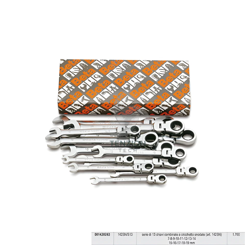 Set Serie 13 Chiavi Combinate A Cricchetto Snodate 7-19mm - Beta 142SN/S13 - Immagine 1 di 1