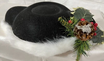 Holiday Matador Bull Fighter Costume hat- White Faux Fur Trim/ Pine Cone/berries - Image 1 of 4