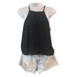 Hollister Top Womens Small Black Polka Dots Casual - Picture 1 of 11