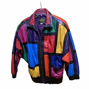 Chaqueta Avanti De Colección Para Mujer’s M Cuero Bombardero Multicolor Retazos Usada en Excelente Condición - Imagen 1 de 22