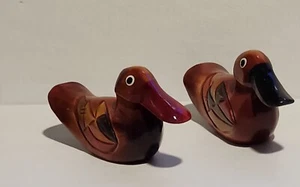 Korean Traditional Wooden Wedding Ducks Hand Carved Hand Painted 6.5" Set 2 - Picture 1 of 1